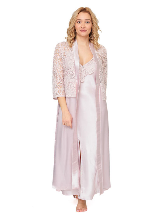 Seturi De Pijamale Pentru Femei Halat De Noapte Și Rochie 1876 Pudră