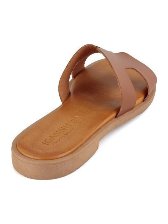 Camel Leather Handmade Flat Sandal Design