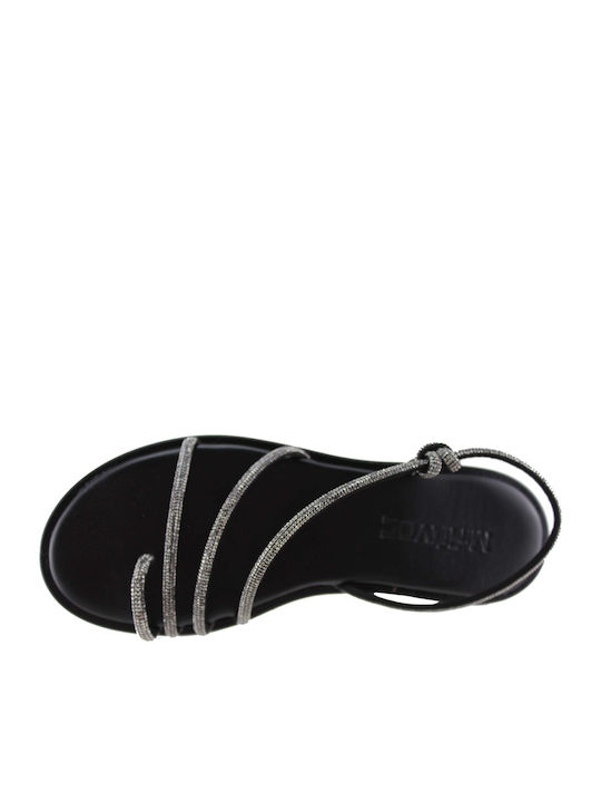 Milanos Flache Sandalen Für Damen Flat Leder 132 Schwarz