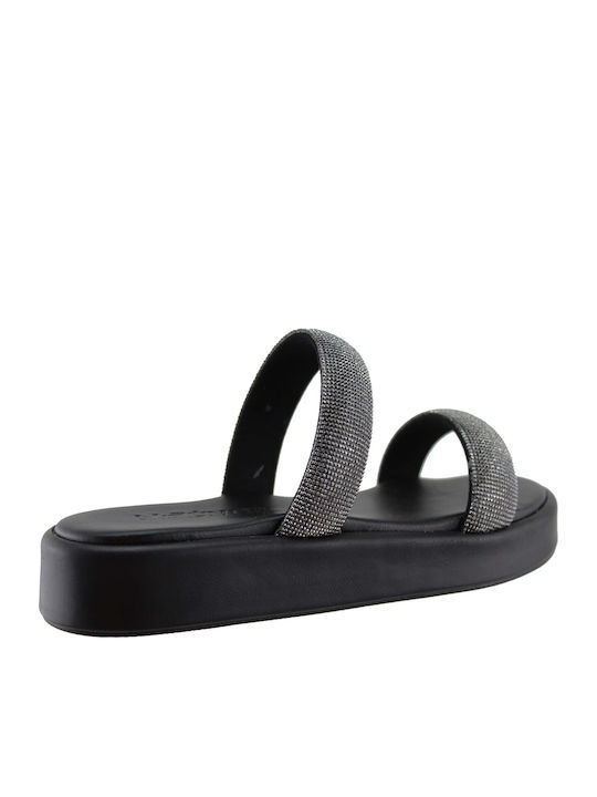 Milanos Flache Damen Sandalen Flatforms 1037 Schwarz