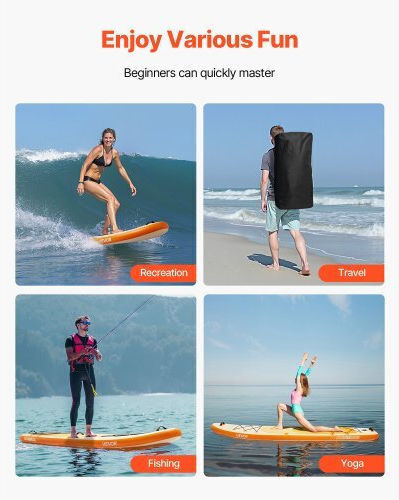 Vevor Φουσκωτή Σανίδα SUP με Μήκος 3.35m Πορτοκαλί