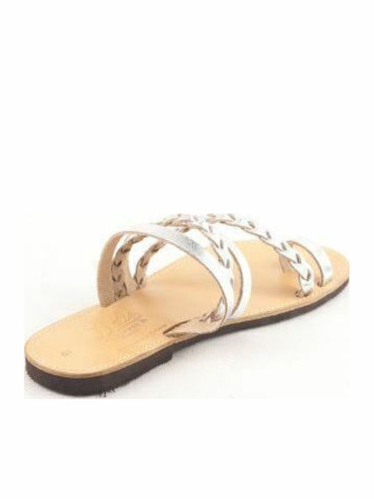 Σανδάλια Δερμάτινα Dalis Leather Model 134 Κοτσίδα Ασημένιο