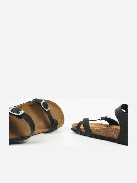 Women's Leather Sandals Black 19341