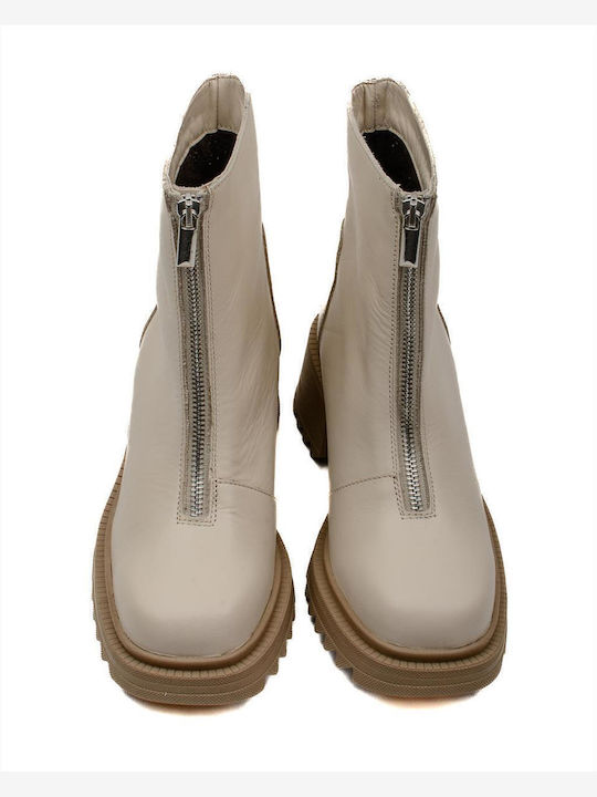 Women's Leather Ankle Boots Aeros 1-594-22501-29 Off White White_off