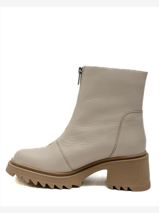 Women's Leather Ankle Boots Aeros 1-594-22501-29 Off White White_off