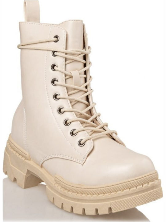Women's Combat Boots Venini V53-16360 V53-16360-36 Beige