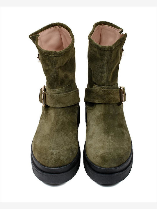 Дамски Кожени Ботуши Zakro Collection Sb-9-fw22-23 Каки