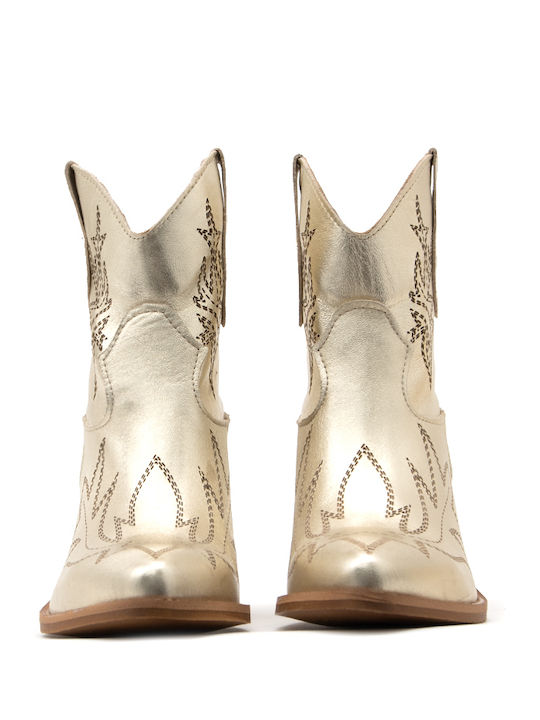 Once Leather Ankle Boots Women Once Καφε Χρυσο Nc-a55-tt-laser-lamina-l