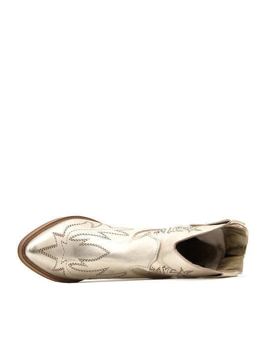 Once Leather Ankle Boots Women Once Καφε Χρυσο Nc-a55-tt-laser-lamina-l