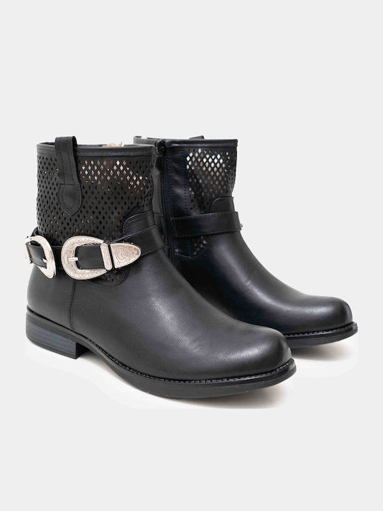 Stiefeletten Damen Schwarz Mit Metallischer Schnalle