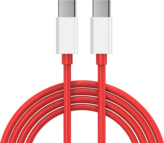 OnePlus Warp Charge Flat USB 2.0 Cable USB-C male - USB-C 65W Κόκκινο 1m C203A Bulk