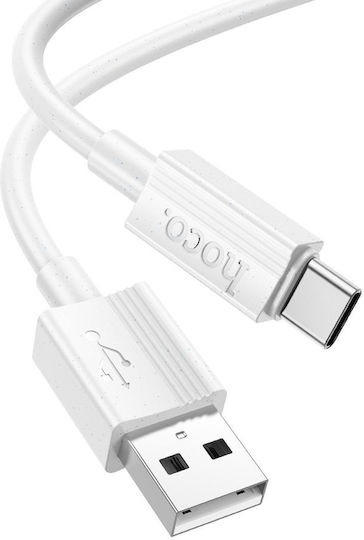 Hoco X107 USB 2.0 Cable USB-C male - USB-A 18W Λευκό 1m