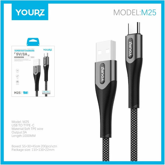 YOURZ USB 2.0 Cable USB-C male - USB-A 1m 57245
