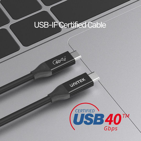Unitek USB 4 Video Cable USB-C Male - USB-C PD Black 0.8m
