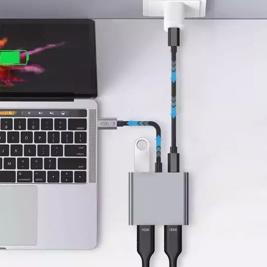 Tech-Protect Μετατροπέας USB-C male σε HDMI 2x female Γκρι 1τμχ