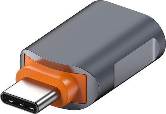Techsuit Μετατροπέας USB-C male σε USB-A female Γκρι 1τμχ