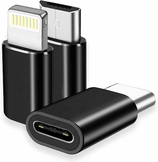 Techsuit Konverter USB-C männlich zu Blitzschlag / USB-A / Micro-USB weiblich 3Stück