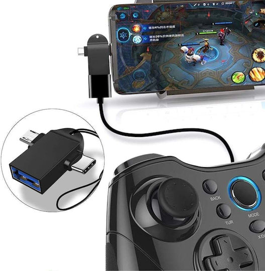 Techsuit Μετατροπέας USB-A female σε USB-C / micro USB male 1τμχ