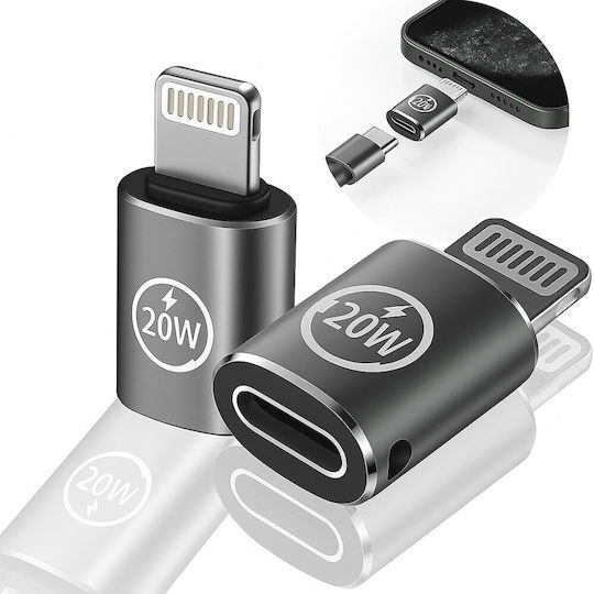 Techsuit Converter USB-C female to Lightning male Gray 1pcs