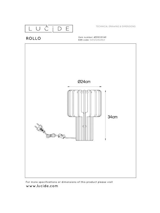 Lucide Lightning Rollo Μεταλλικό Πορτατίφ για Ντουί E27 με Καφέ Καπέλο και Βάση
