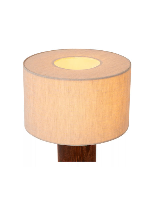 Lucide Lightning Table Lamp for Socket E14 with Beige Shade and Brown Base