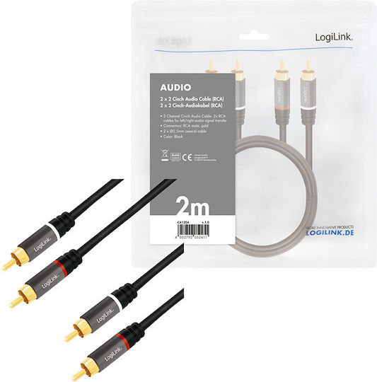 LogiLink Cablu 2x RCA de sex masculin - 2x RCA de sex masculin 2m CA1204