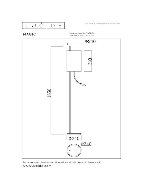 Lucide Lightning Magic Φωτιστικό Δαπέδου με Ντουί για Λαμπτήρα E27 Μαύρο