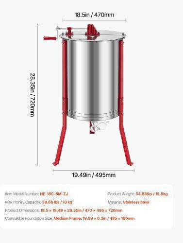 Vevor Extractor de miere SDYMJJPBXG183C2ZX001V0