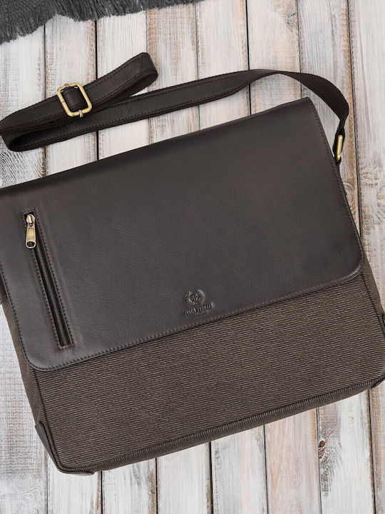 Leder Herren Tasche Bote Schwarz