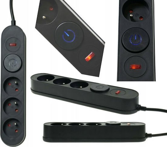 Plastrol Power Strip Safety 3 Sockets with Switch and Cable 1.5m Gray