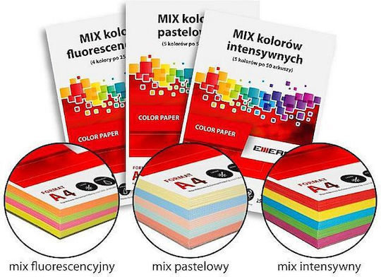 Hârtie colorată mixtă Color Paper Mix 20x5 Int A4 Mix Intensiv 80g Emerson Xem1001n