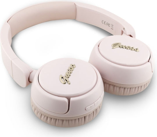 Guess Script Metal Logo Kabellos / Kabelgebunden Am Ohr Kopfhörer mit 30 Stunden Betriebszeit Rosa