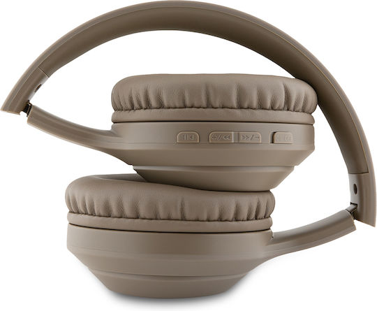 Guess Classic Silver Logo Bluetooth Stereo Headphone Ασύρματα Bluetooth On Ear Ακουστικά Καφέ