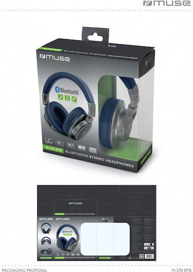 Muse M-278 FB Bluetooth Wireless Over Ear Headphones with 12 hours of Operation Black