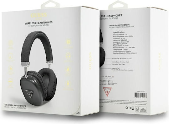 Guess Saffiano Wireless / Wired Over Ear Headphones with 32 hours of Operation and Quick Charge Black