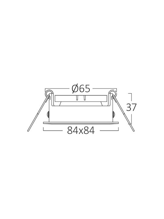 Braytron Τετράγωνο Μεταλλικό Χωνευτό Σποτ Μαύρο 8.9x8.9εκ. 1τμχ
