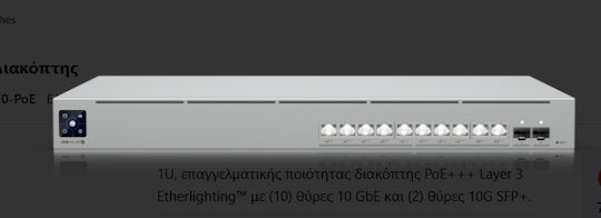 Ubiquiti Pro XG 10 PoE Managed L3 PoE+ Switch with 10 Ethernet Ports and 2 SFP Ports