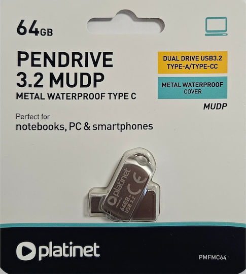 Platinet 64GB USB 3.2 Стик с връзка USB-A & USB-C