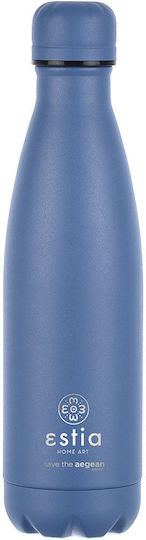 Estia Travel Flask Lite Save the Aegean Recyclable Bottle Thermos Stainless Steel BPA Free 500ml Denim Blue