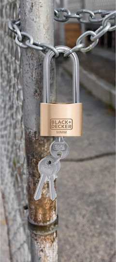 Black & Decker Stahl Vorhängeschloss Verlängert mit Schlüssel 50mm Black 1Stück