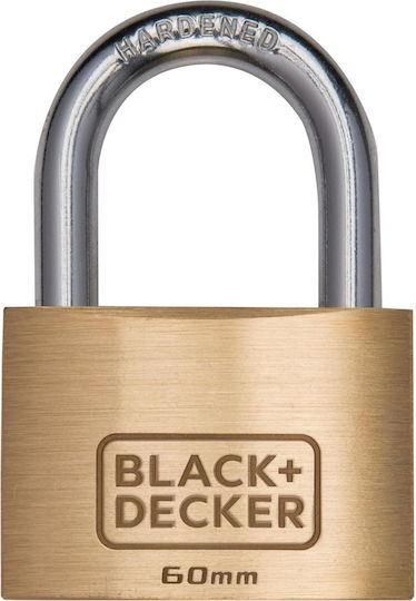 Black & Decker Bronze Vorhängeschloss Messing mit Schlüssel 60mm Black 1Stück