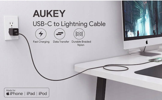 Aukey CB-CL02 Regular la Cablu Lightning Negru 2m (KBAAUKUSB0062)