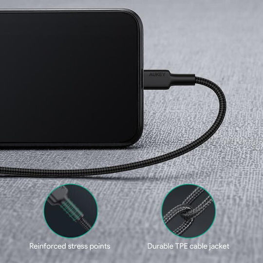 Aukey CB-CL02 Regular la Cablu Lightning Negru 2m (KBAAUKUSB0062)