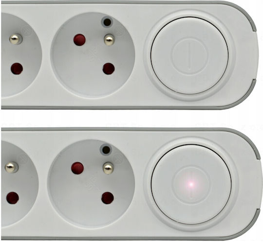 Plastrol Power Strip 5 Positions with 1 USB-A, 1 USB-C, Switch and Cable 3m