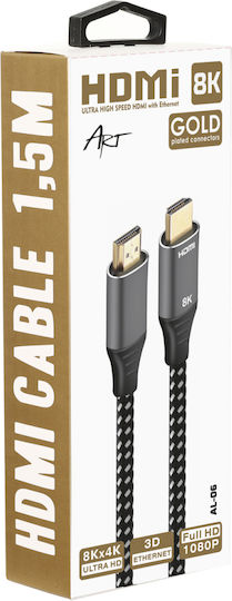 Art HDMI Кабел HDMI Мъжки - HDMI Мъжки 1.5м Черен