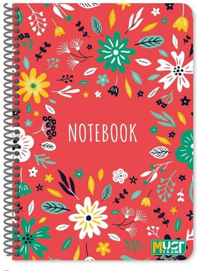 Must Team Spiral Notebooks Ruled A4 60 Sheets 2 Subjects Vibes 8pcs