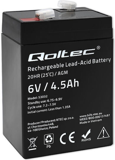 Qoltec UPS Battery with Capacity 4.5Ah and Voltage 6V 53032 1pcs