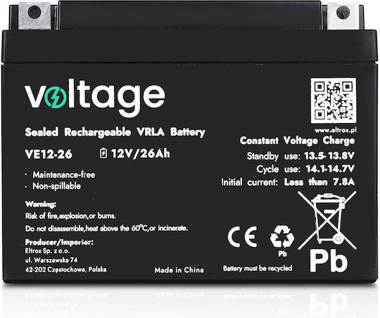 Voltage UPS Batterie mit Kapazität 26Ah und Spannung 12V 1Stück