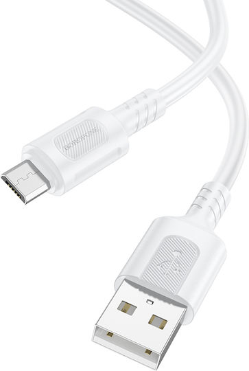 Borofone Regular USB 2.0 to micro USB Cable Λευκό 1m 1τμχ