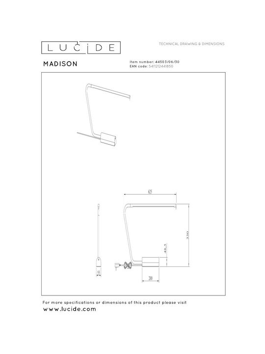 Lucide Lightning Madison LED Lumină de Birou în Culoarea Negru